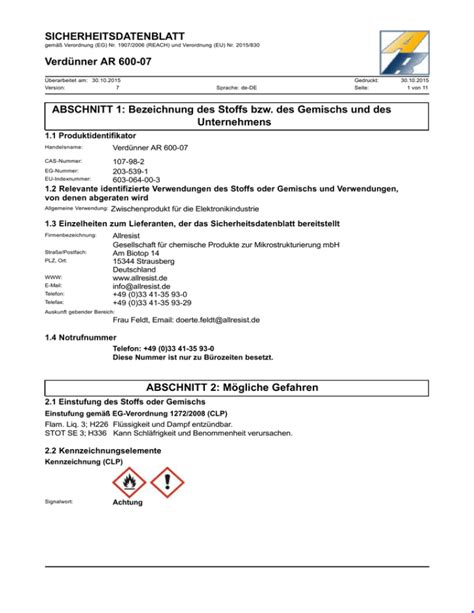 Sicherheitsdatenblatt Verd Nner Ar