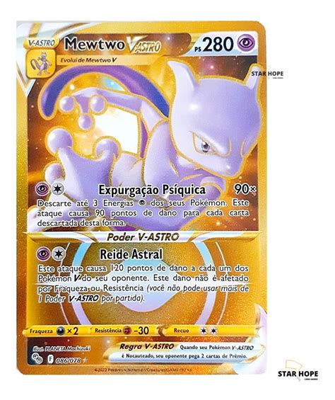 Carta Pokémon Mewtwo V Astro Dourado Coleção Especial Go Parcelamento