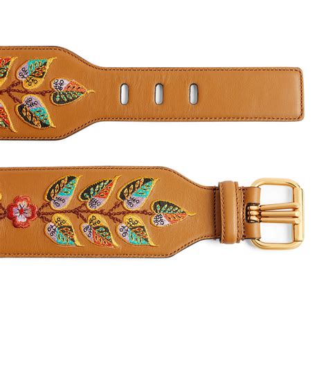 Etro Leather Embroidered Belt Harrods Us