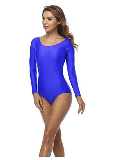 Speerise Vrouwen Lange Mouw Turnpakje Spandex Ballet Dans Bodysuit Hals