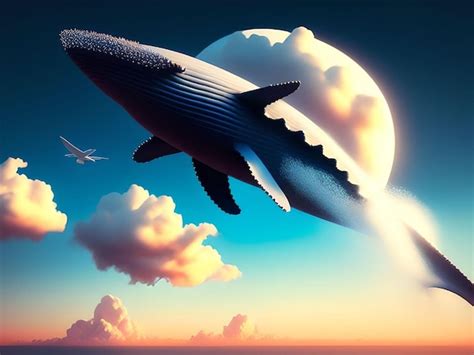 Premium Photo Beautiful Abstract Flying Whale Soaring Through The Sky