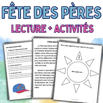 Fête des Pères compréhension de lecture Father s day reading comprehension