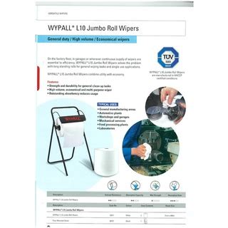 WYPALL L10 Jumbo Roll Wipers 20271 1ply 600m X 2rolls Jumbo Roll