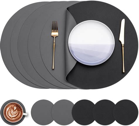 Myir Jun Round Table Placemats Set Of Faux Leather Place Mats And