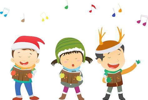 Premium Vector Happy Kids Singing Christmas Carols