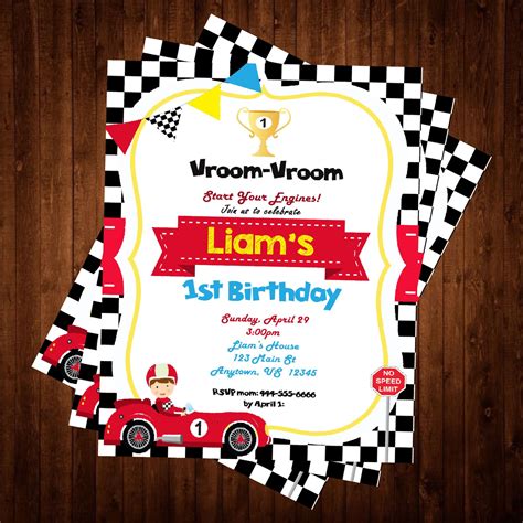 Free Printable Race Car Birthday Party Invitations Updated Car Free