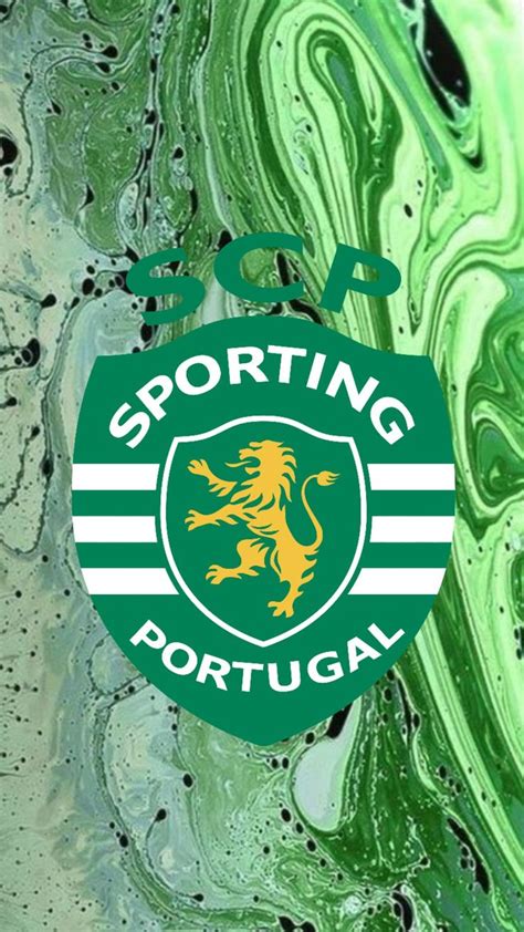 the sporting portugal logo is shown in green and white marbled paper with black ink