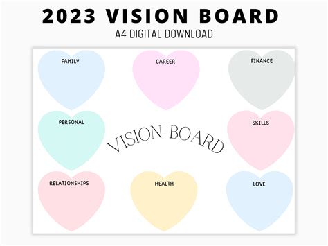 Printable Vision Board Vision Board Template 2023 Dream Life Planner Goal Setting Vision