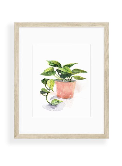 Watercolor Pothos Plant Print Minimalist Art Modern Art Etsy Minimalist Art Plant Print