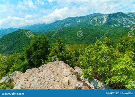 Beautiful Mountains Summer Landscape Clouds Forest On The Hillsides