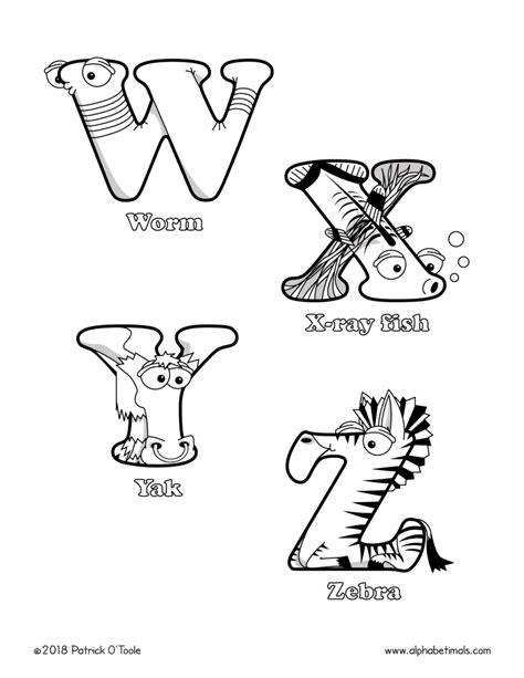 Alphabetimals Coloring Pages Coloring Pages