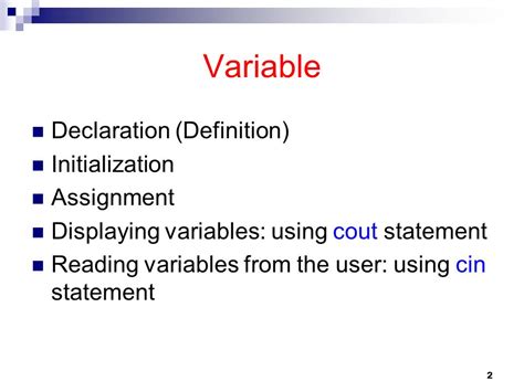 1 Input Read Statement Variable Declaration Definition