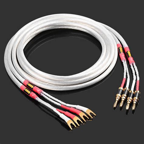 Pair N Occ Silver Plated Single Wire Hifi Speaker Cable With Banana