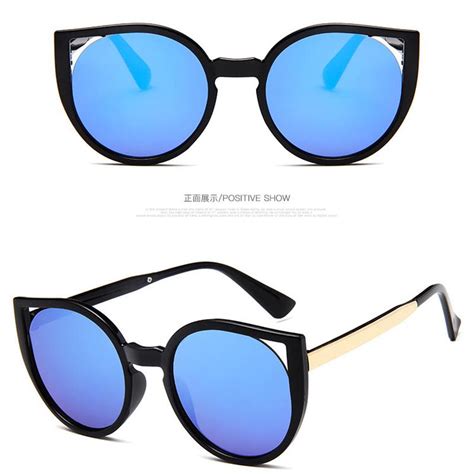 LeonLion 2019 Cat Eye Sunglasses Women Vintage Metal Reflective Glasses