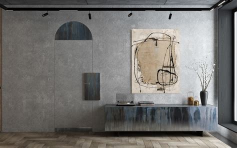 Beige Und Schwarz Abstrakte Malerei Auf Leinwand Wabi Sabi Wand Kunst