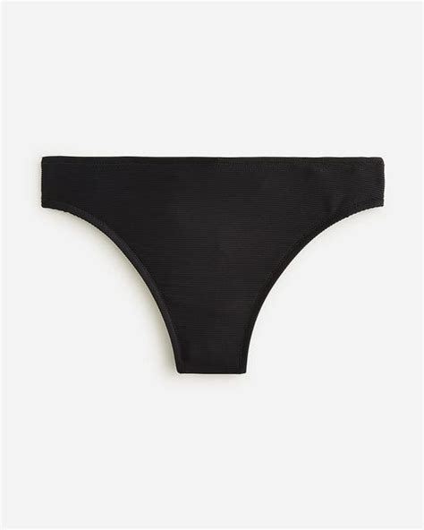 J Crew Ribbed High Rise Cheeky Bikini Bottom In Black Lyst