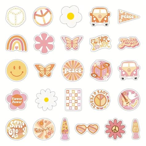 Hippie Stickers Preppy Aesthetic Sticker Hippy Party Temu Australia