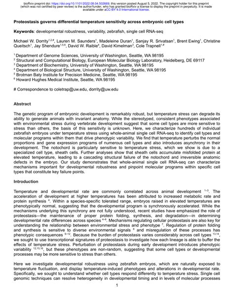 Pdf Proteostasis Governs Differential Temperature Sensitivity Across