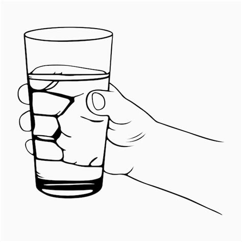 Mano Con Vaso De Agua Vector Premium