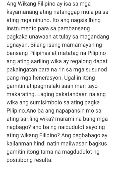 Halimbawa Ng Sanaysay Tungkol Sa Wikang Filipino Natasya Halimbawa