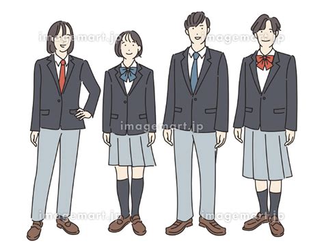 シンプル イラスト ジェンダーレス制服の学生たち 174119577 イメージマート