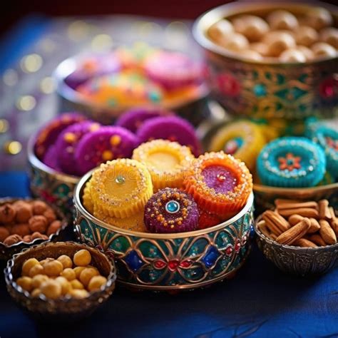 A Close-up Shot of Traditional Holi Sweets and Snacks Stock Image ...