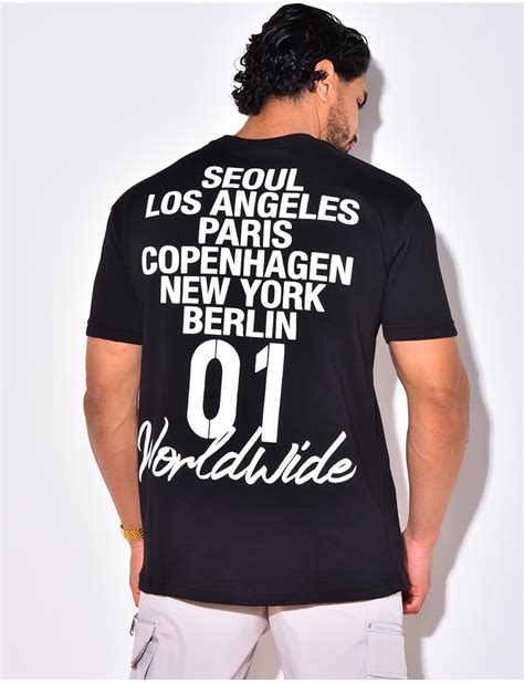 T Shirt Worldwide Avec Criture Dans Le Dos