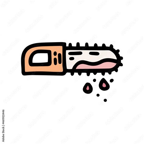 bloody chainsaw color vector doodle simple icon Stock Vector | Adobe Stock