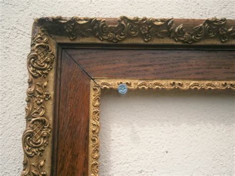 Ancien Grand Cadre Bois Stuc Dore Feuillure X Frame French