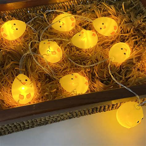 Set Easter Cute Little Chicken String Lights 5ft 10led Cartoon Yellow