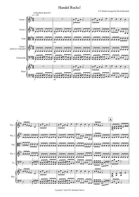 Handel Rocks For String Quartet Arr David Burndrett By G F Handel Sheet Music For String