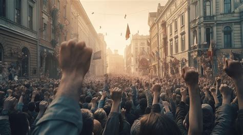 Voces Revolucionarias Que Protestan Contra La Multitud Con Los Pu Os