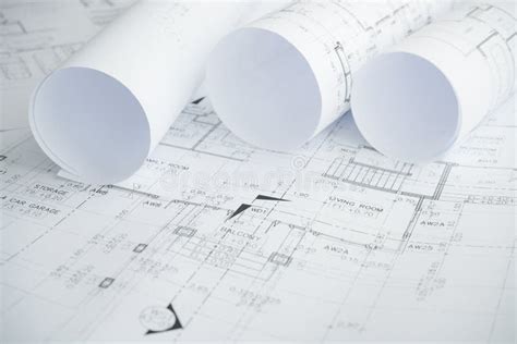 Architectural Drawing Paper Rolls of a Dwelling for Construction Stock ...