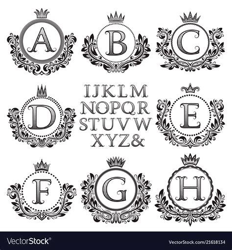 Vintage Monogram Kit Patterned Letters And Frames Vector Image