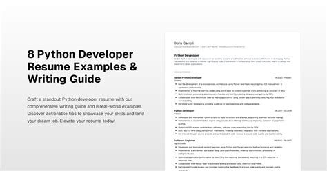 8 Python Developer Resume Examples Writing Guide