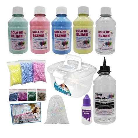 Kit Slime Colas Coloridas Completo Dia das Crianças Barato Shopee Brasil