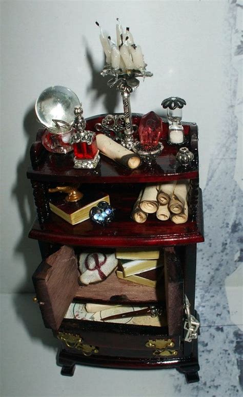 Gothic Witch Wizard Halloween Dollhouse Miniatures Cabinet Dresser