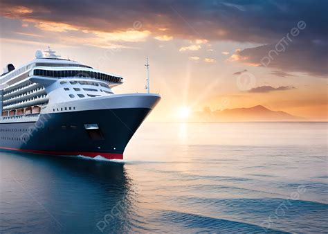 Cruise Ship In The Ocean Sunset Background, Wallpaper, Free Wallpaper ... 