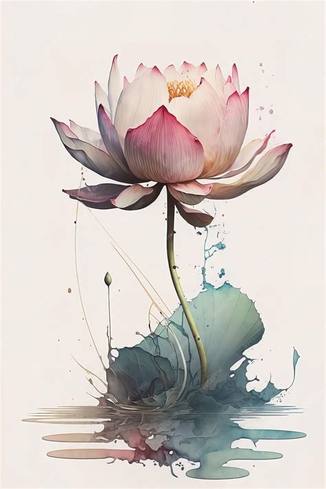 Premium Photo Watercolor Painting Of A Lotus Flower