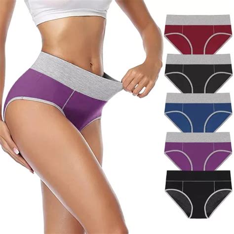 Calzones De Cintura Alta Para Mujer De 5 Pzs Bragas De Algod Cuotas