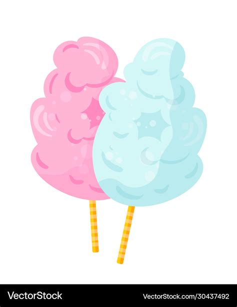 Fluffy Cotton Candy Flat Royalty Free Vector Image