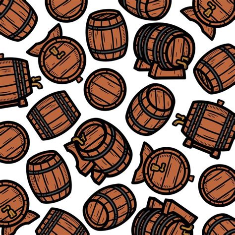 Premium Vector Barrels Pattern Background Set Collection Icon Barrel