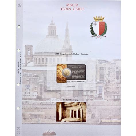 FOGLIO 2 EURO COMMEMORATIVI COINCARD MALTA 2022 SITO PREISTORICO