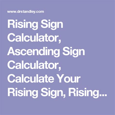 Rising Sign Calculator, Ascending Sign Calculator, Calculate Your ...