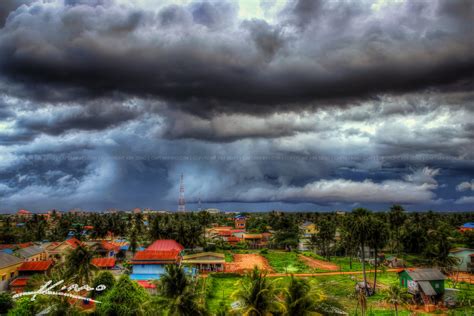 Storm Clouds Over Battambang Cambodia Country