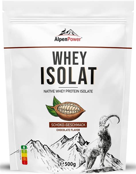 AlpenPower Whey Isolat Proteinpulver Schoko 500g 100 natürliche