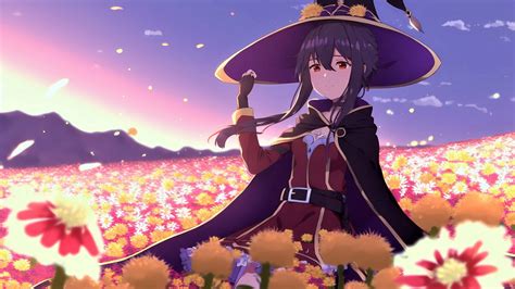 Wallpaper girl, hat, magician, flowers, anime hd, picture, image