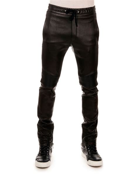 Balmain Leather Drawstring Jogger Pants In Black For Men Lyst