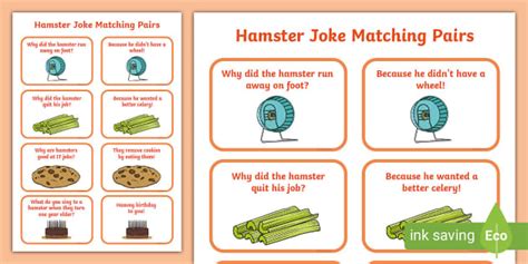 Hamster Joke Matching Pairs Teacher Made Twinkl