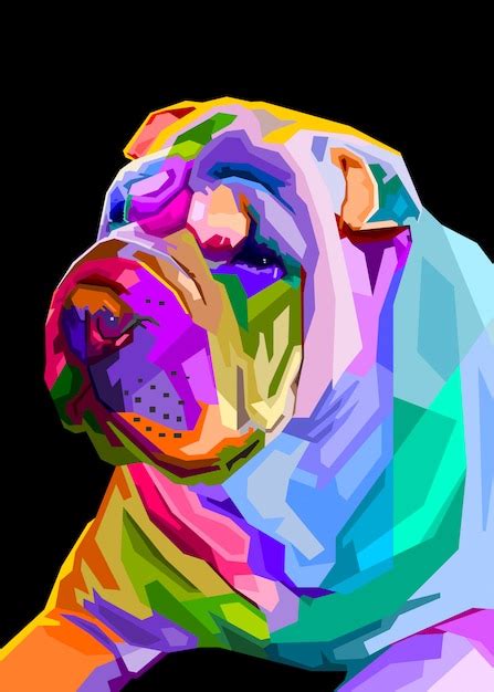 Bunter Shar Pei Hund Auf Pop Art Stil Vektorillustration Premium Vektor